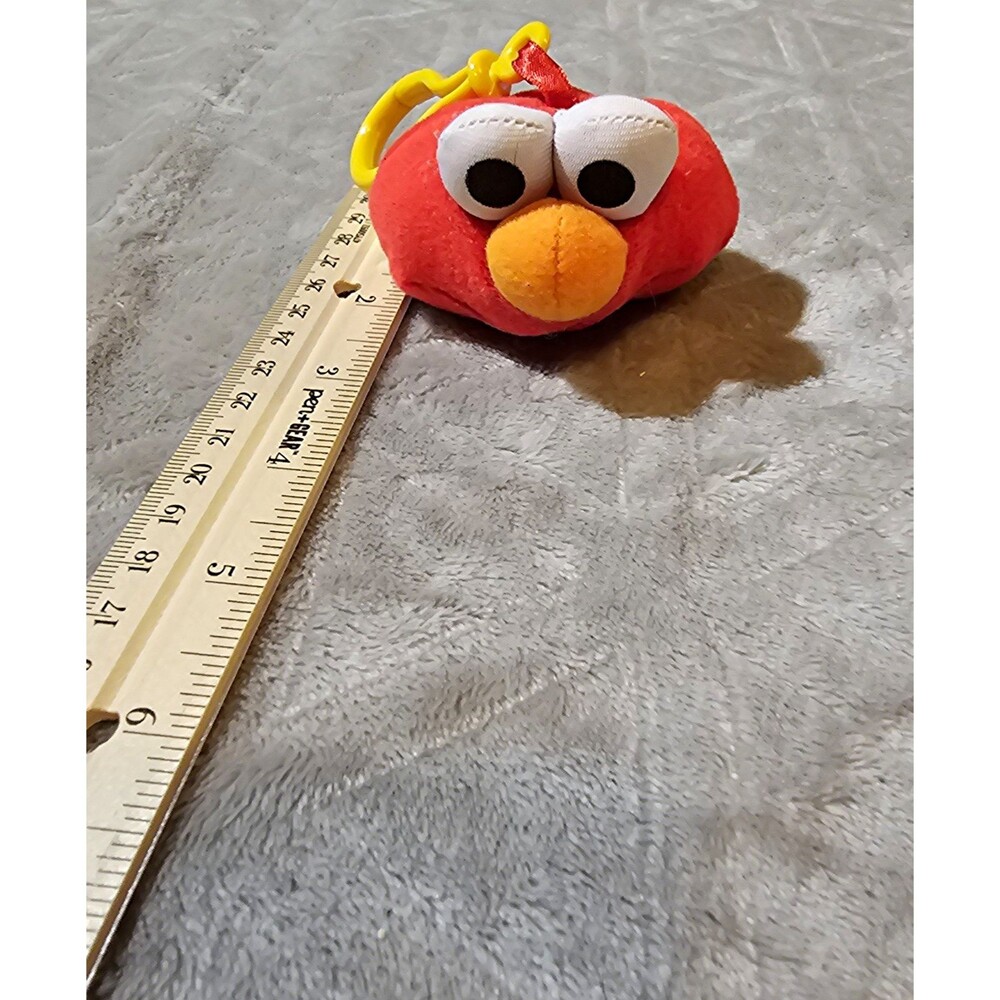 Sesame Street Elmo Plush Keychain w/ Yellow Carabiner Clip, Red Character
